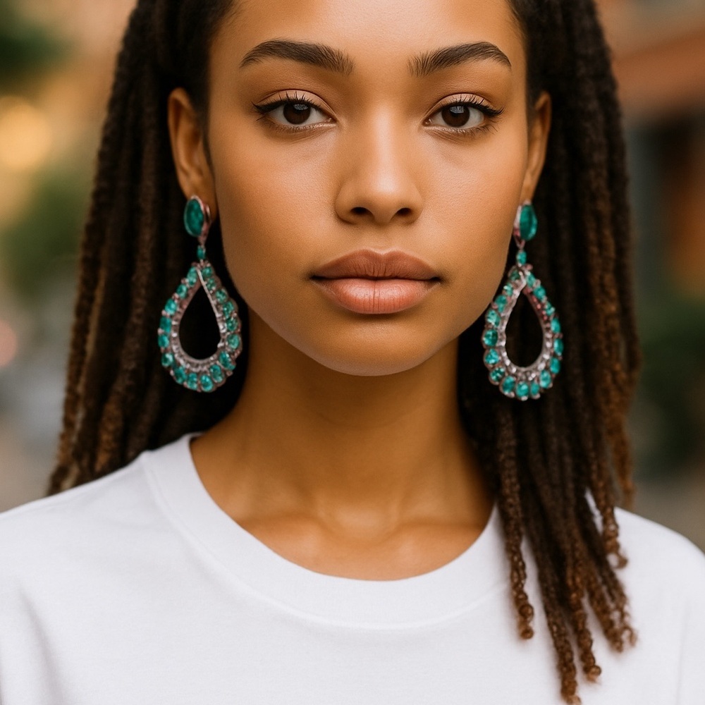 ✨ NWT AKASAKI Statement Chandelier Earrings - Turquoise & Pink! ✨